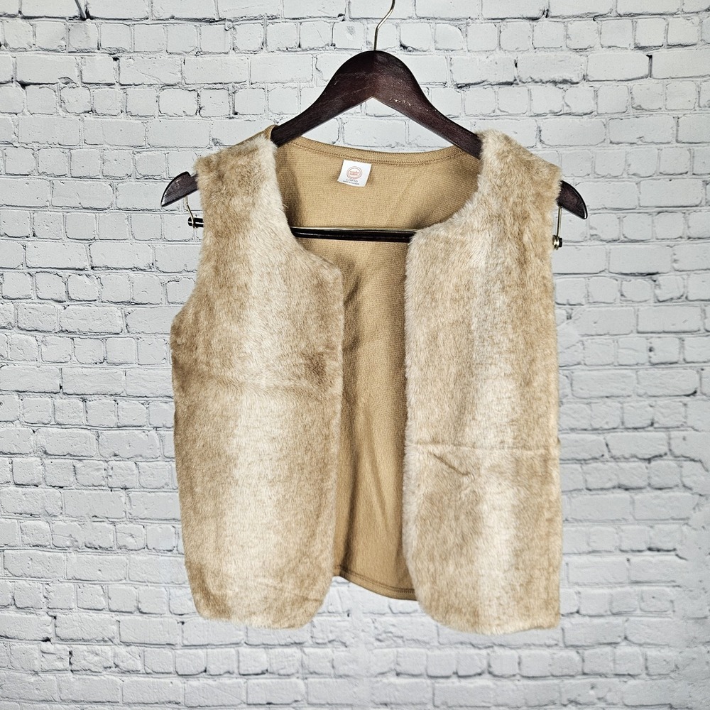Wonder Nation Girls Faux Fur Vest Tan Size‎ L 10-12 Soft Sherpa Style